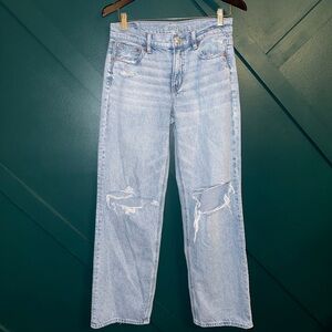 American Age Light Wash Distressed Straight Leg Jeans